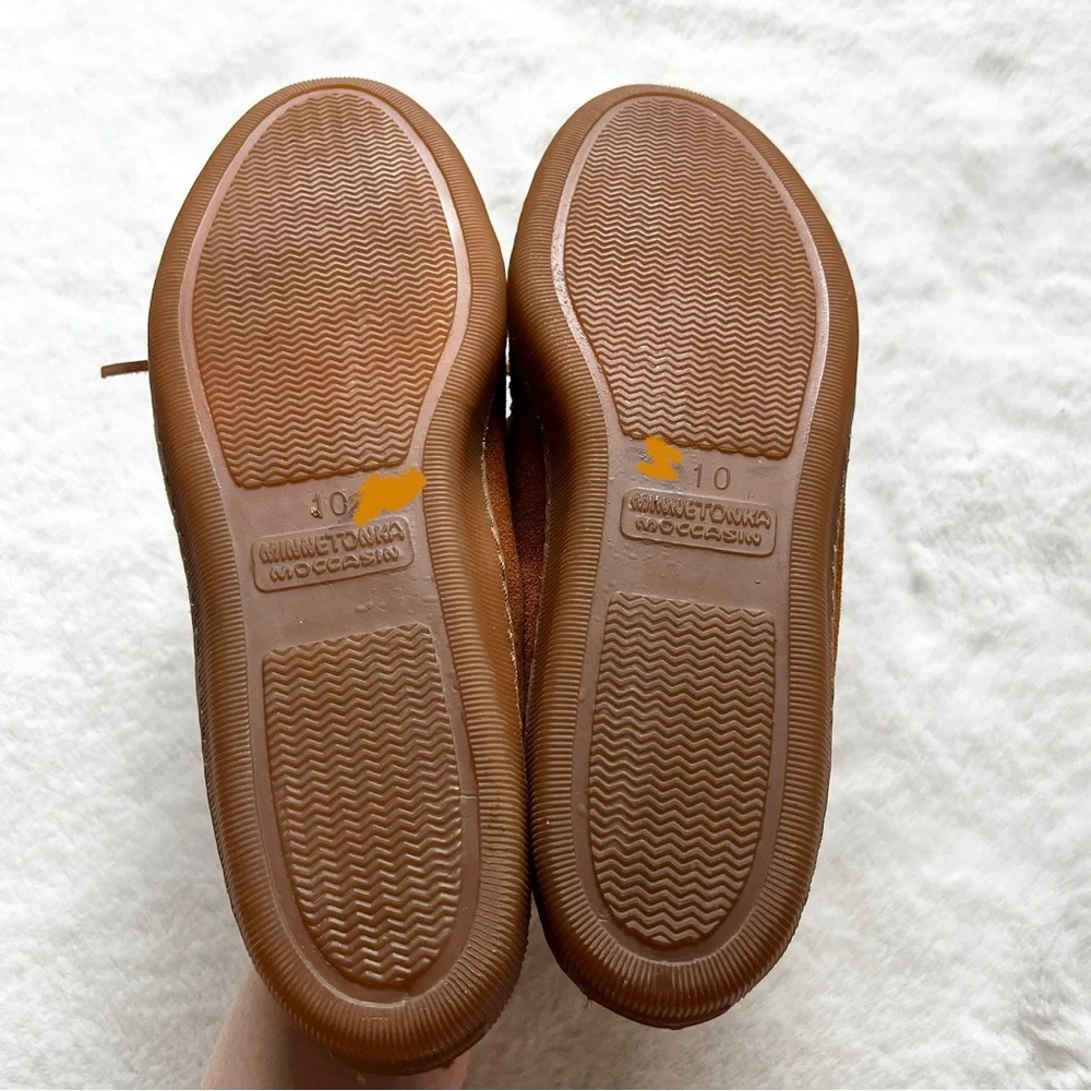 MINNETONKA FAUX FUR LINED MOCCASIN SIZE 10 COZY COMFY STYLISH_5